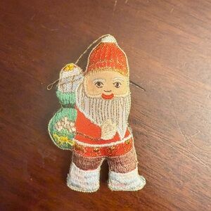 Old World Santa Claus Fabric Embroidered Christmas Ornament‎ Nicholas VTG